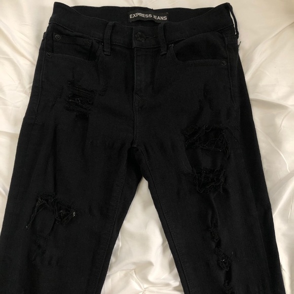 Express black distressed jeans